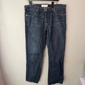 Paperdenim&cloth 00538 Straight Leg Dark Wash Indigo Denim Jeans Size 38